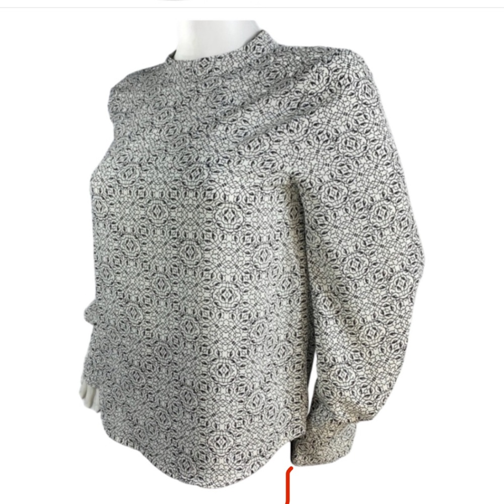 Women's Worthington Round Trimmed Collar Blouse  Sz PS Wht/Blk